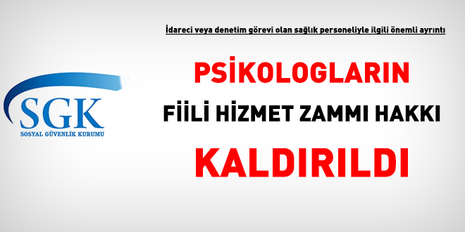 Psikologlarn fiili hizmet zamm hakk kaldrld