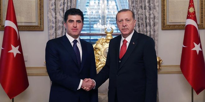 Cumhurbakan Erdoan, IKBY Bakan Barzani'yi kabul etti