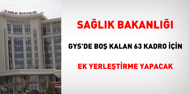 Salk Bakanl GYS'de bo kalan 63 kadro iin ek yerletirme yapacak