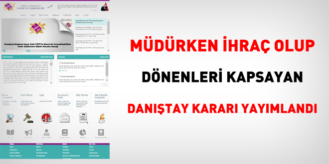 Mdrken ihra olup dnenleri kapsayan Dantay karar yaymland