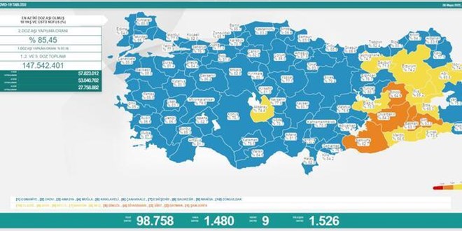 Trkiye'de 1480 kiinin Kovid-19 testi pozitif kt, 9 kii hayatn kaybetti