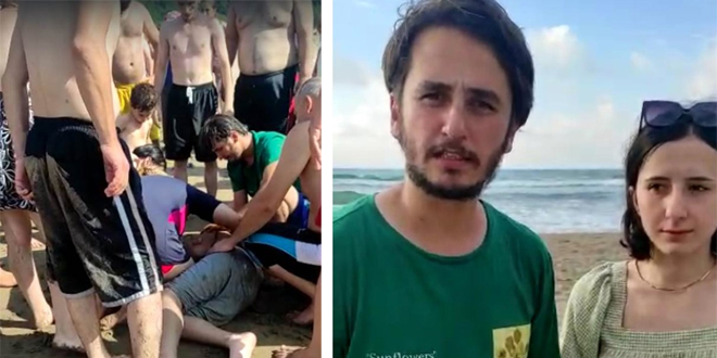 Paramedik ift, plajda boulma tehlikesi geiren ocuu hayata dndrd