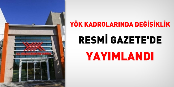 YK, kadrolarnda deiiklik Resmi Gazete'de yaymland