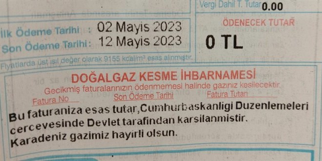 Doalgaz faturalar gelmeye balad: Faturanz Devlet tarafndan karlanmtr