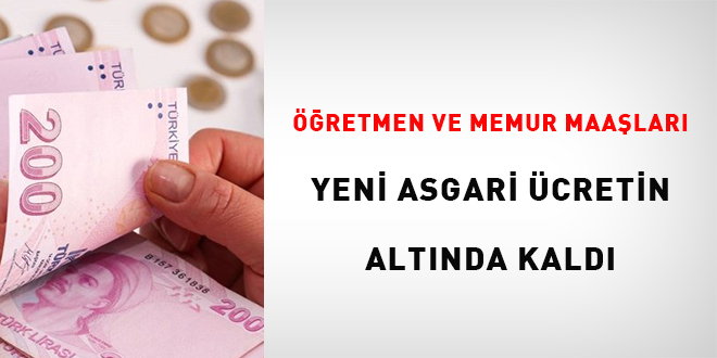 retmen ve memur maalar yeni asgari cretin altnda kald