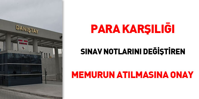 Para karl snav notlarn deitiren memurun atlmasna onay