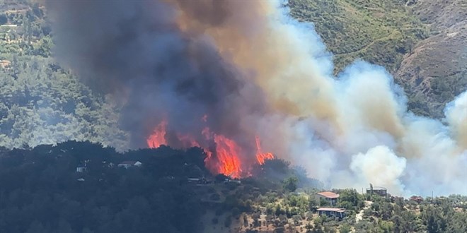 Hatay'da ormanlk alanda yangn: Alevlerin yaklat evler tahliye edildi