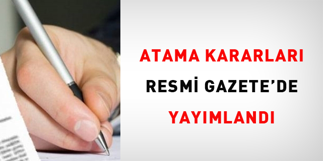 Atama kararlar Resmi Gazete'de yaymland