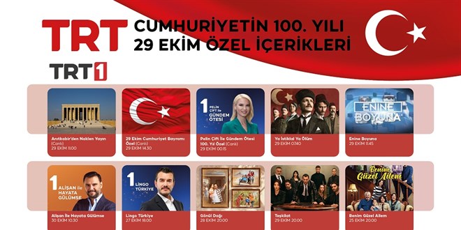 TRT'den Cumhuriyet'in 100. Ylna zel erikler