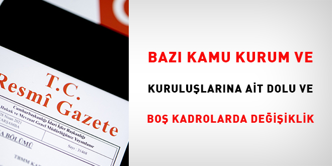 Baz Kamu Kurum ve Kurulularna Ait Dolu ve Bo Kadrolarda Deiiklik