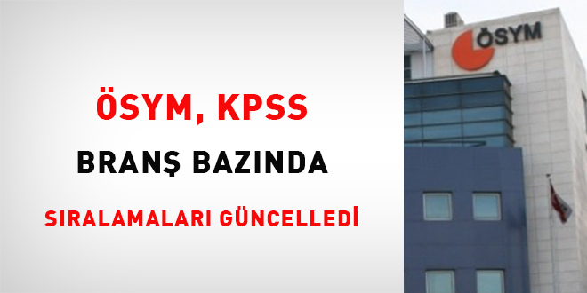 SYM, KPSS bran baznda sralamalar gncelledi