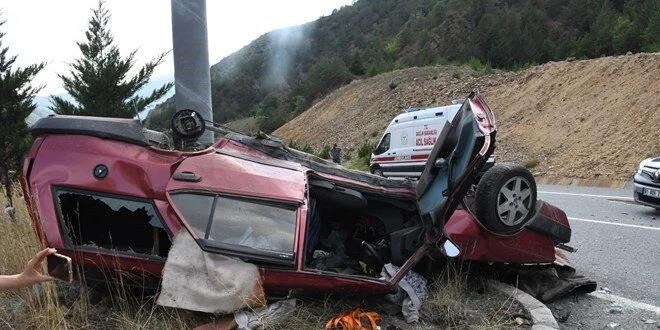 Gmhane'de trafik kazasnda 1 kii ld, 9 kii yaraland