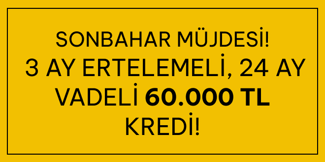 3 Ay Ertelemeli 60.000 TL Kredi!