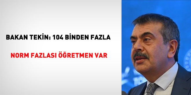 Bakan Tekin: 104 binden fazla norm fazlas retmen var