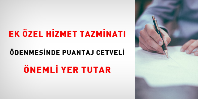 Ek zel hizmet tazminat denmesinde puantaj cetveli nemli yer tutar