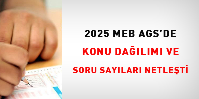 2025 MEB AGS'de konu dalm ve soru saylar netleti