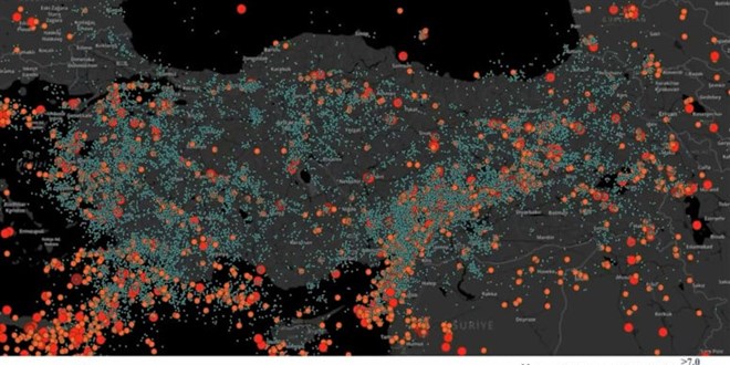 Trkiye ve evresi 6 ubat'tan bu yana 107 bin kez salland