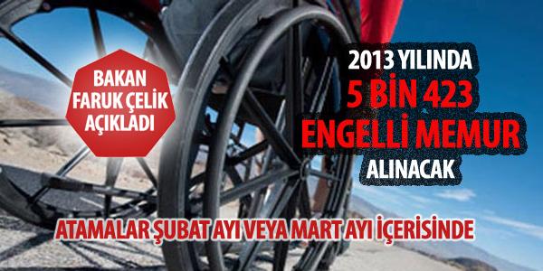 elik: 2013 ylnda 5 bin 423 engelli memur alnacak