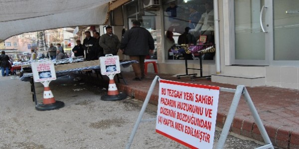 Belediyeden pazarcya tezgah amama cezas