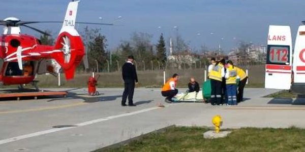 Kalbi duran polis memuru ambulans helikopter ile GATA'ya sevk edildi