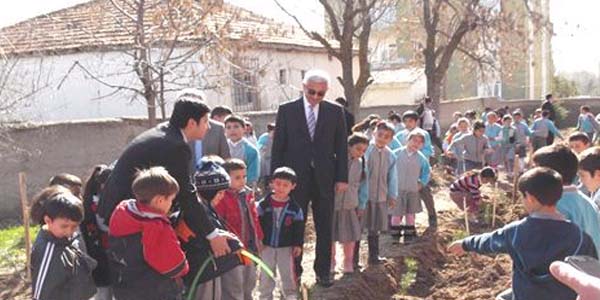 Kaymakam rencilerle fidan dikti