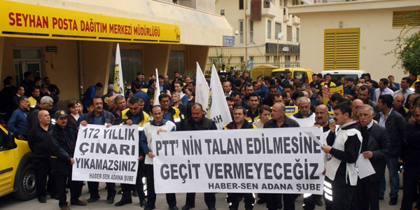 Adana'da PTT alanlarndan eylem