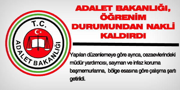 Adalet Bakanl, renim durumundan nakli kaldrd