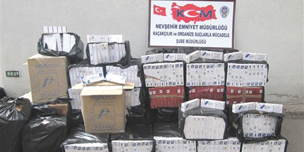 Nevehir'de 22 bin 500 paket gmrk kaa sigara ele geirildi