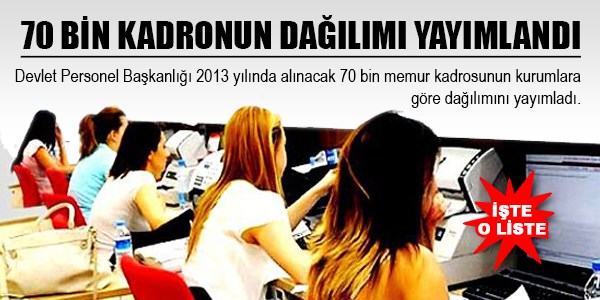 70 bin kadronun dalm yaymland