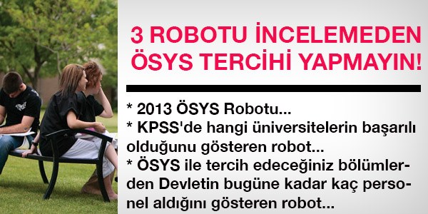 SYS tercihleri iin 3 zel Robot...