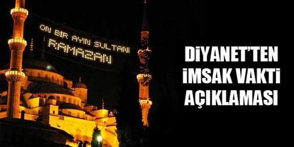 Diyanet'ten imsak vakti aklamas