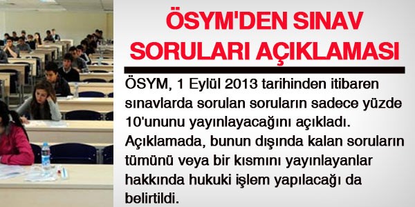 SYM'den snav sorularnn yaynlanmasyla ilgili aklama