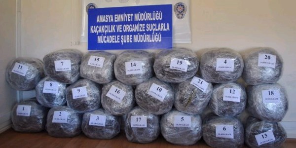 Amasya'da 214 kilo esrar ele geirildi