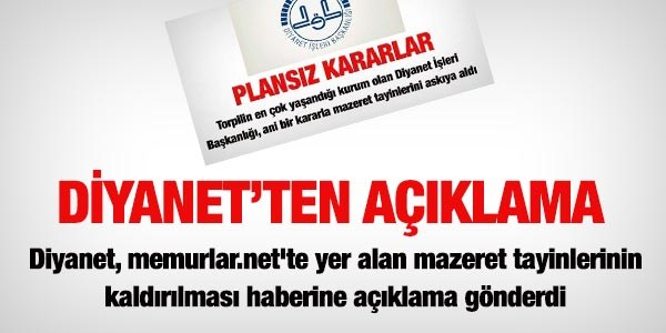 Diyanet'ten mazeret tayini aklamas