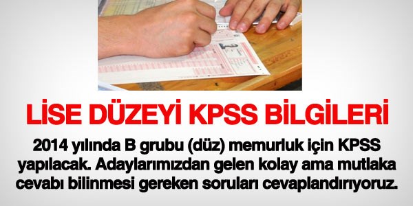 Lise dzeyi iin 2014 KPSS bilgileri