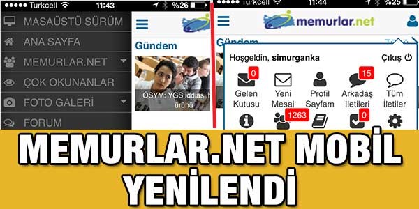 Memurlar.net'in mobil sayfas yenilendi