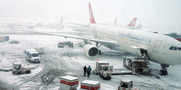 Gaziantep'te kar ya nedeniyle uak seferleri iptal edildi