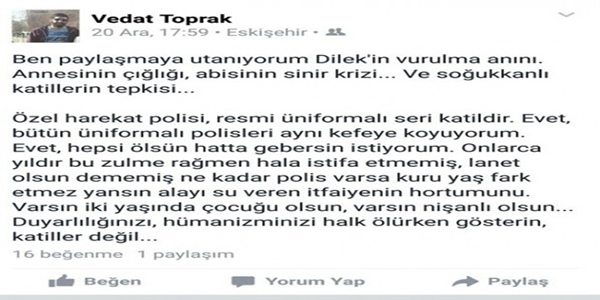 Polislere seri katil diyen akademisyen uzaklatrld