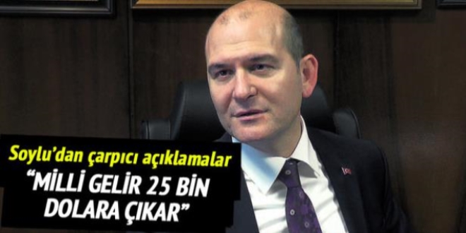 Soylu: Milli gelir 25 bin dolar olur