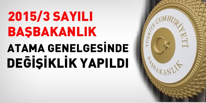 2015/13 sayl Babakanlk Genelgesinde 2. deiiklik