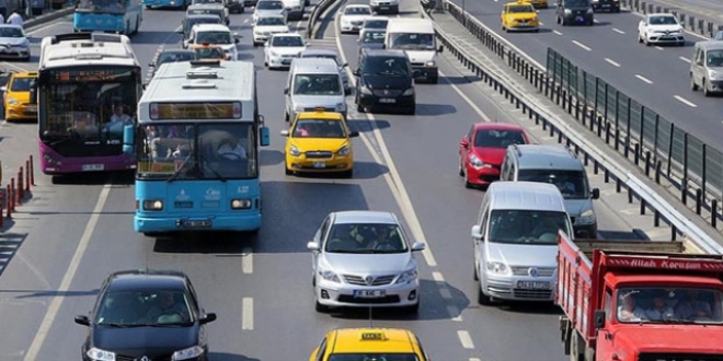 stanbul'da pazar trafiine bisiklet ayar