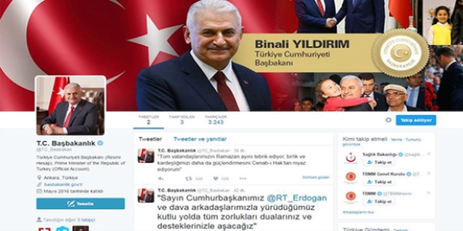 Babakan Yldrm'dan ilk tweet