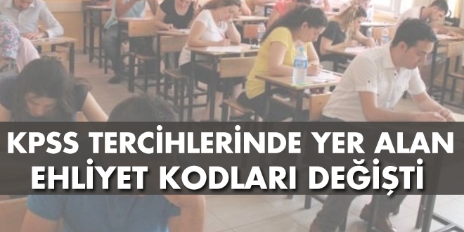 KPSS tercihlerinde yer alan ehliyet kodlar deiti