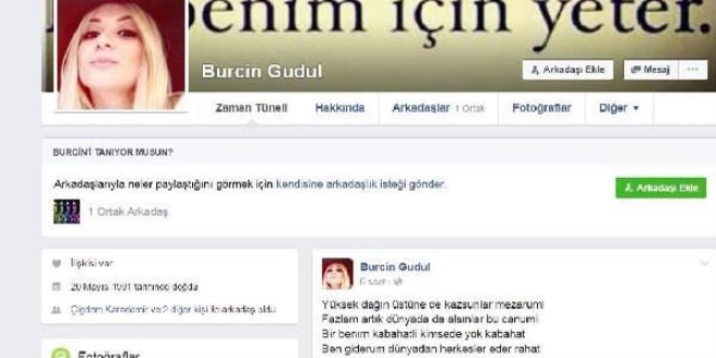 Facebook'ta veda yazs yazdktan sonra intihar etti