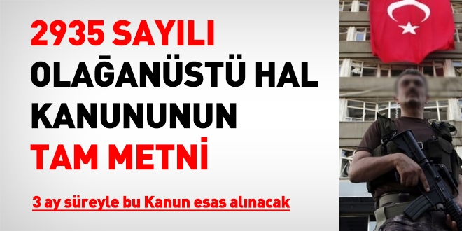 2935 sayl Olaanst Hal Kanununun tam metni