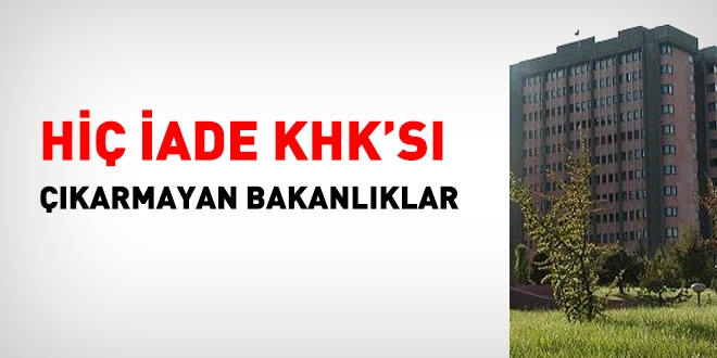 Hi iade KHK's karmayan Bakanlklar