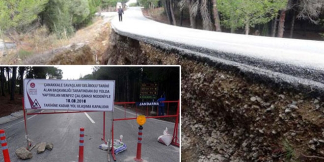 anakkale'de ehitlik yolu trafie kapand