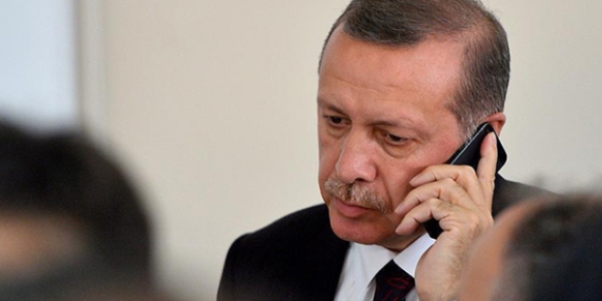 Cumhurbakan Erdoan ehit ailesiyle telefonda grt