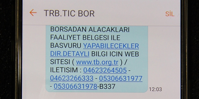 alnan fndklar iin 'sms'li uyar yapld