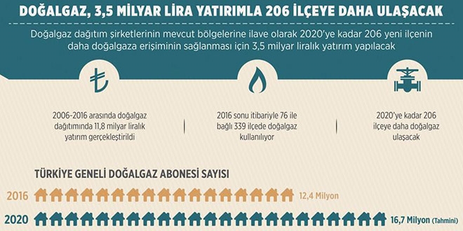 Doalgaz yatrmla 206 ileye daha ulaacak